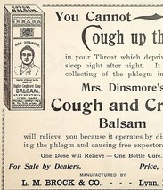 1895 Brock Dinsmore Cough Croup Quack Medicine Victorian Balsam Advertis... - €17,49 EUR