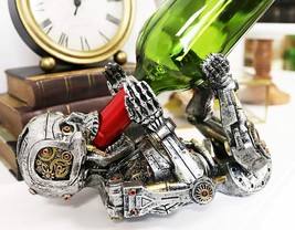 Ebros Steampunk Cyborg Robotic Terminator Skeleton Wine Bottle Holder 9.5&quot;L - £24.92 GBP