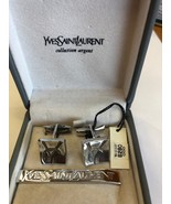 Yves Saint Laurent cufflinks and tie clip - £23.77 GBP