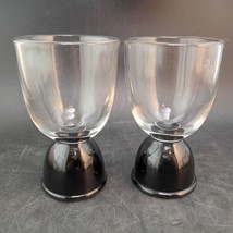 Set Of 2 Glass Double Egg Cups, Clear &amp; Black,  Depression Era. OBO - $15.84
