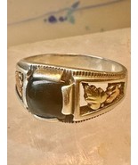 Black Hills Gold ring size 9.25 onyx leaves band women men - $213.93 CAD