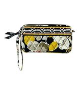 Vera Bradley Quilted Wristlet Wallet in Retired Baroque Pattern Black Yellow - $16.20