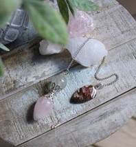 Rose Quartz Crystal, Clear Quartz and Rhodochrosite Pendulum ~ Love ~ - $550.03 MXN
