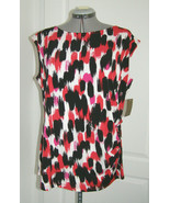 NIPON BOUTIQUE PRINTED SILKY KNIT SLEEVELESS BLOUSE,SIDE GATHERED-NEWw/T... - $9.90
