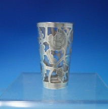 Mexican Mexico Shot Glass with Rose Motif Sterling Silver Overlay c.1960 (#5399) - £30.85 GBP