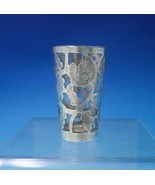 Mexican Mexico Shot Glass with Rose Motif Sterling Silver Overlay c.1960... - $709.18 MXN