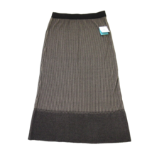 NWT Ming Wang Contrast Hem Maxi in Black Brown Shimmer Stripe Soft Knit Skirt XS - £48.28 GBP