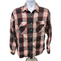  Vintage Five Brother Flannel Shirt XL Made in USA Red Gray Plaid Workwear  - $99.75