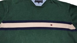 Tommy Hilfiger Sweater Mens XXL Green CrewNeck Vintage Knit Pullover Cotton - $31.35