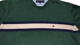 Tommy Hilfiger Sweater Mens XXL Green CrewNeck Vintage Knit Pullover Cotton - £24.65 GBP