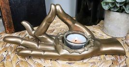 Shunya Mudra Buddha Palm Votive Candle Holder Figurine 9.25"L Yoga Medit... - $23.99