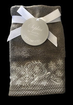 Reindeer Christmas Fingertip Towels Embellished Embroidered Set of 2 Gray White - £29.07 GBP