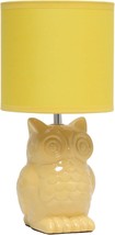 Yellow Table Lamp Modern Desk Reading Bedside Nightstand Accent Ceramic Owl Kids - £29.49 GBP