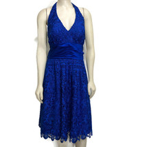 Aidan Mattox 14 Sapphire Blue Lace Halter Dress NEW Saks Fashion Fix  - £61.49 GBP