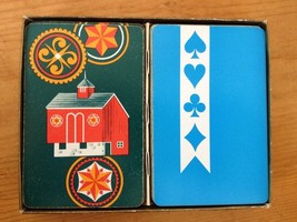 2 Vtg Mid Century Hamilton Canasta Pennsylvania Dutch Barn Playing Cards w Box - £14.87 GBP