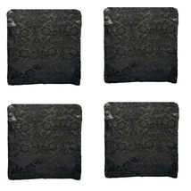 4Pc Set Gothic 17" Square Black Pillow Cover Zipper Floral Damask Jacqua... - $14.82