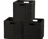 3 Pack Wicker Basket, 11.8L11.8H11W Inch Woven Paper Rope Storage Basket... - £60.10 GBP