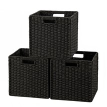 3 Pack Wicker Basket, 11.8L11.8H11W Inch Woven Paper Rope Storage Baskets For Sh - £59.13 GBP