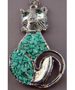 Cats Vintage 1950s Cat Pendant Necklace long Silvertone Chain Mid-Centur... - $47.39 CAD