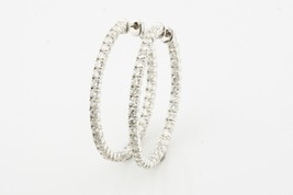 Authenticity Guarantee 
14k White Gold Diamond Hoop Earrings 36 mm Diame... - £3,224.72 GBP