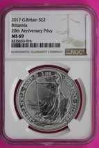 2017 MS 69 Great Britain £2 Britannia 20th Anniversary Privy NGC Graded Slab 748 - $99.99