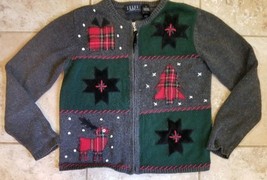 Christmas Sweater Cardigan Winter Ladies Size Small Crazy Horse - $14.85