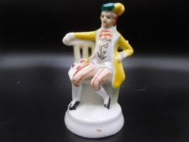 Occupied Japan figurine Victorian man in chair with Flowers 3 3/4&quot; Tall - £6.80 GBP