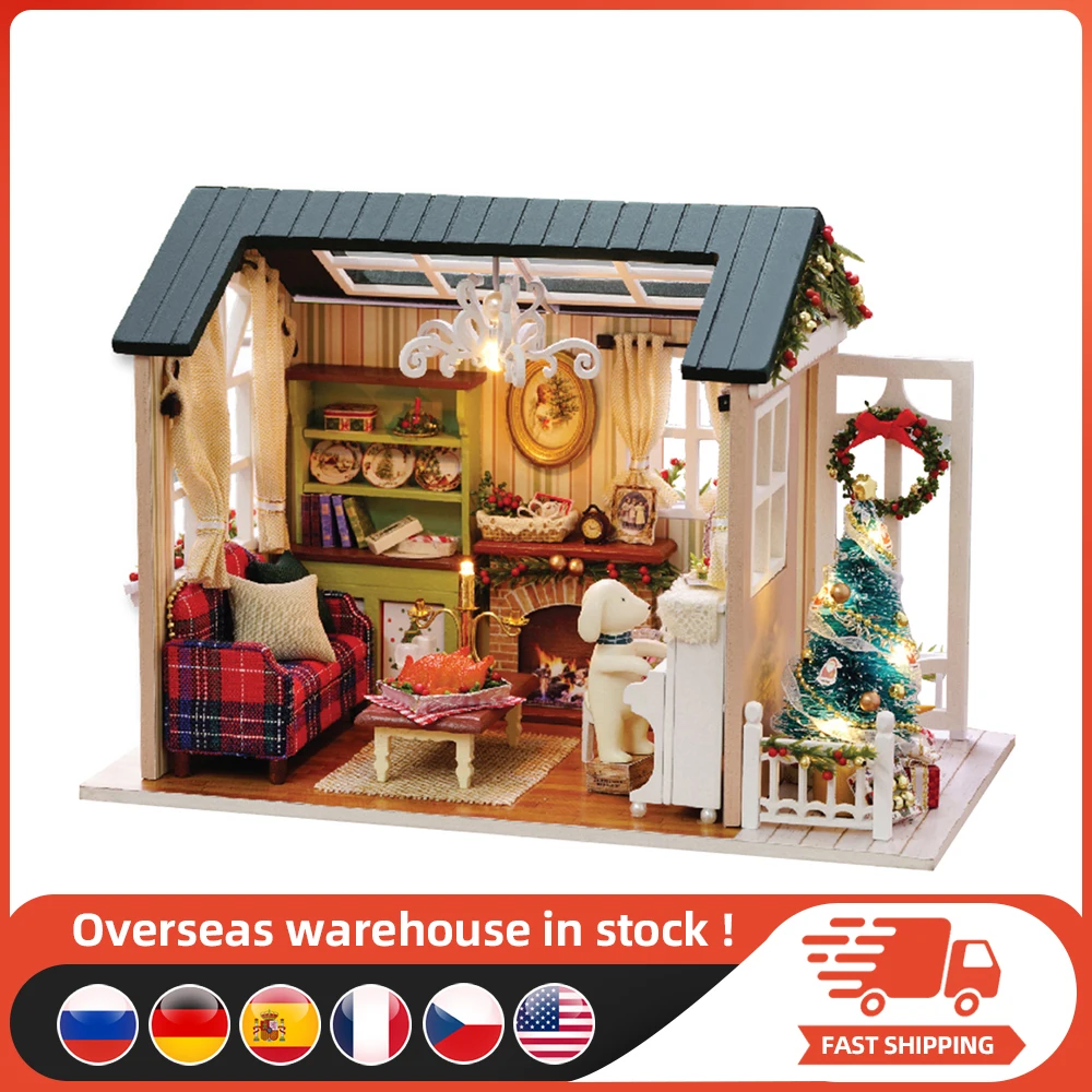 DIY Christmas Miniature Dollhouse Kit Realistic Mini 3D Wooden House Room Craft - £24.04 GBP