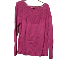 Talbots Pullover Sweater Women&#39;s L Pink Purple Long Sleeve Scoop Neck Cable Knit - £13.00 GBP