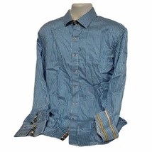 Robert Graham X Shirt Men&#39;s Large Blue Striped Stripes Knowledge Wisdom ... - $20.69