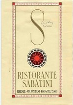 Sabatini Ristorante Menu Via Panzani Firenze Florence Italy 1960 - £30.25 GBP