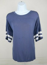 Cute Casual Flexible Blue Long Blouse Sport Stripped Sleeves T-Shirt Siz... - £11.00 GBP