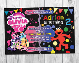 My Little Pony &amp; Elmo Birthday Invitation / Joint Birthday Party Invite - £8.78 GBP