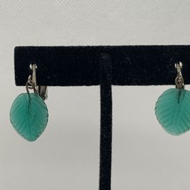 Vintage Blue Clip-On Leaf Earrings Retro Style Jewelry - $19.65