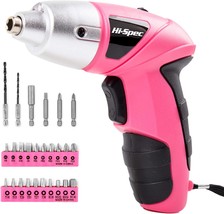 Hi-Spec 27 Pc. Pink 4.8V Electric Cordless Power Screwdriver And Bit Set - £25.38 GBP