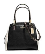 COACH MINETTA EXOTIC SNAKE LEATHER TRIM BLACK WHITE CROSSBODY SATCHEL BA... - $219.99