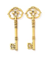 Large Skeleton Key Pendant Antiqued Gold Big Steampunk Charm 82mm Jailer... - $10.28 CAD