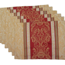 Waterford Ashworth Jacquard Stripe Red Gold 6-PC Placemat Set - £54.10 GBP