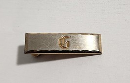 Vintage Hickok Usa Tie Bar Clip Clasp Stay Initial "G" Two Tone Silver / Gold - $9.49