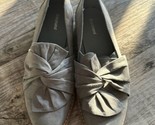 Graceland Gray faux suede slip on loafers shoes Bow Detail Size 37 Euro - $21.49