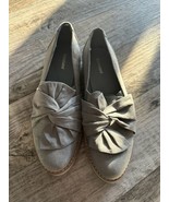 Graceland Gray faux suede slip on loafers shoes Bow Detail Size 37 Euro - $29.37 CAD