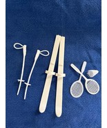 Vintage Barbie Doll Clone White Skis &amp; Poles 2 Badminton Rackets + Birdie - $6.92