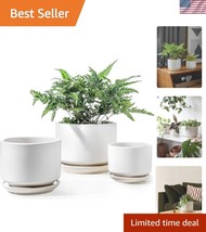Contemporary 3-Piece Ceramic Planter Set with Drainage - Perfect Gift fo... - $840.68 MXN