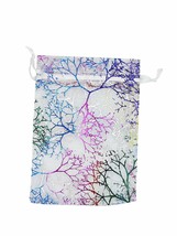 5 Rainbow Tree Print White Organza Gift Bags Party Favor Metallic Drawst... - $5.45