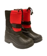 Skadoo Girls Snow Boots Kid Size 4 Black Red Hook Loop Bungee Lace Round... - £11.27 GBP