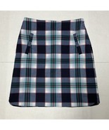 TALBOTS Women&#39;s Size 4 Navy w/Pink &amp; Green Plaid Print Pencil Skirt Zip - $473.08 MXN