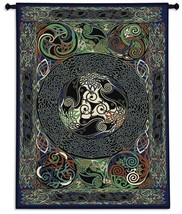 53x73 Celtic Ravens Panel Irish Decor Tapestry Wall Hanging - £224.24 GBP