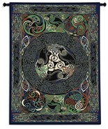 53x73 CELTIC RAVENS PANEL Irish Decor Tapestry Wall Hanging  - £224.83 GBP