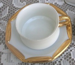 Royal Sealy Porcelain Demitasse Cup &amp; Saucer Set White w Gold Trim 35/2 ... - £10.27 GBP