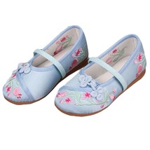 Blue - Chinese Traditional Embroidery Shoes Flower Loafers Girls Ballet Flats(D0 - £32.19 GBP